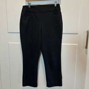 Soft Surroundings Black Cropped Pants Button Detail Women's Size Small
